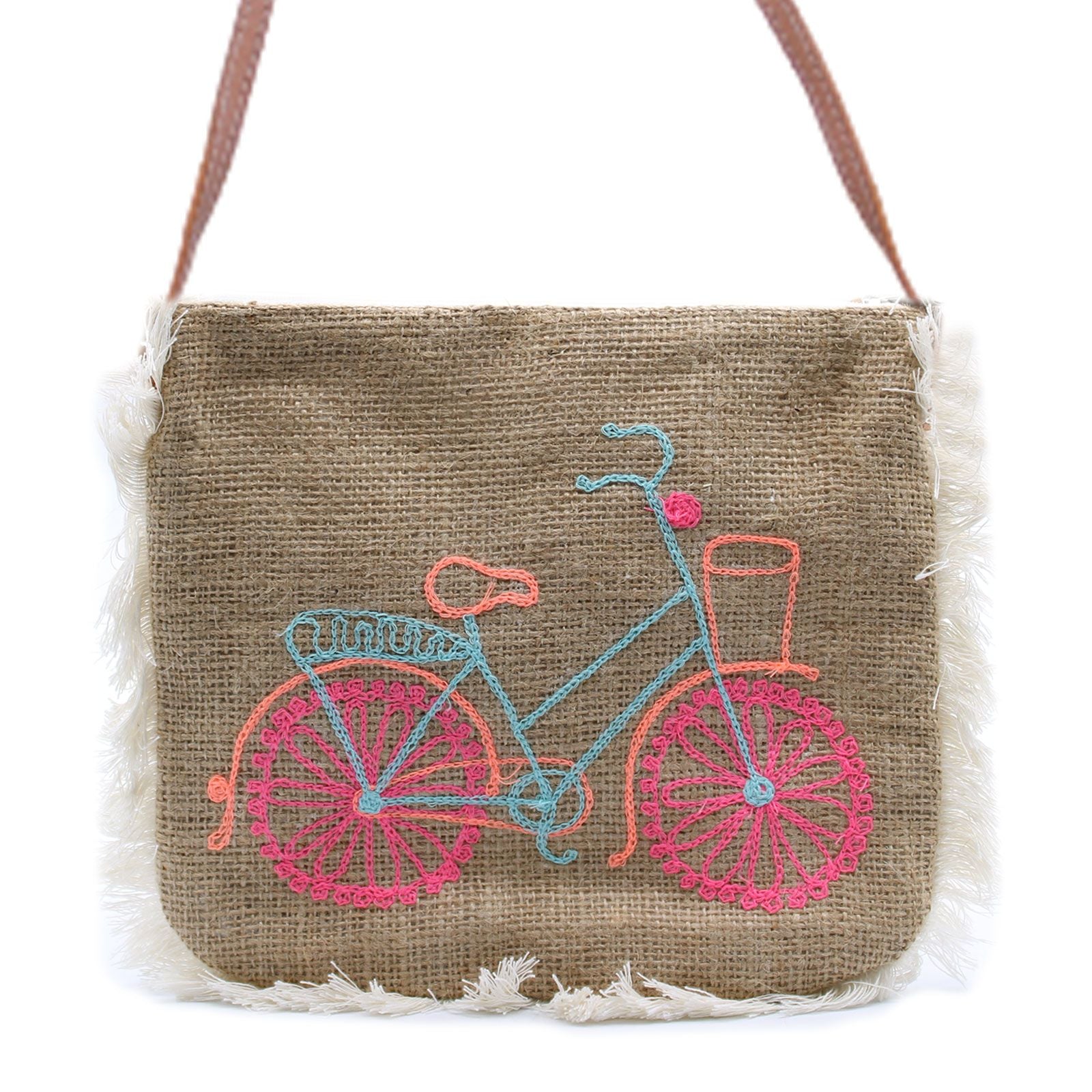 Fab Fringe Bag with Bicycle Embroidery for Stylish Outings and Events