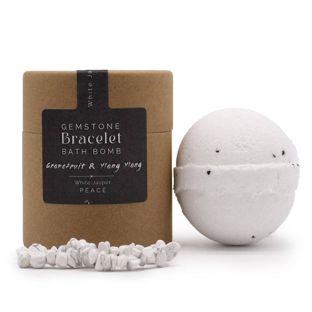 White Jasper Gem Bracelet Bath Bomb with Grapefruit & Ylang Ylang