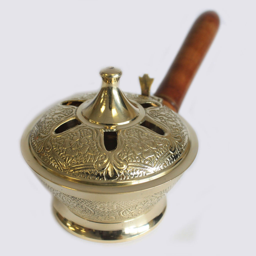 Ornate Brass Censer Incense Burner for Charcoal and Resins Use