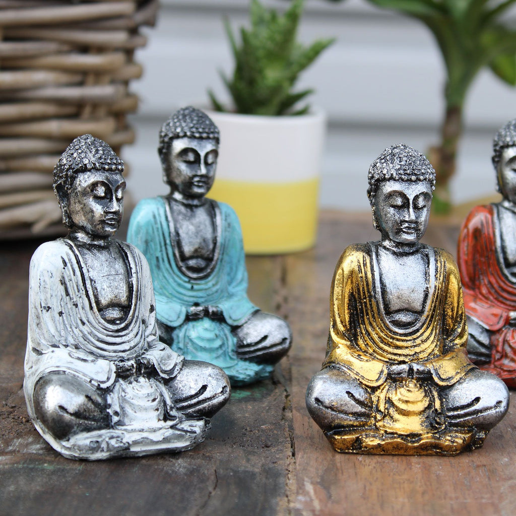 Silver Mini Buddha Statues in Assorted Colours for Home Decor