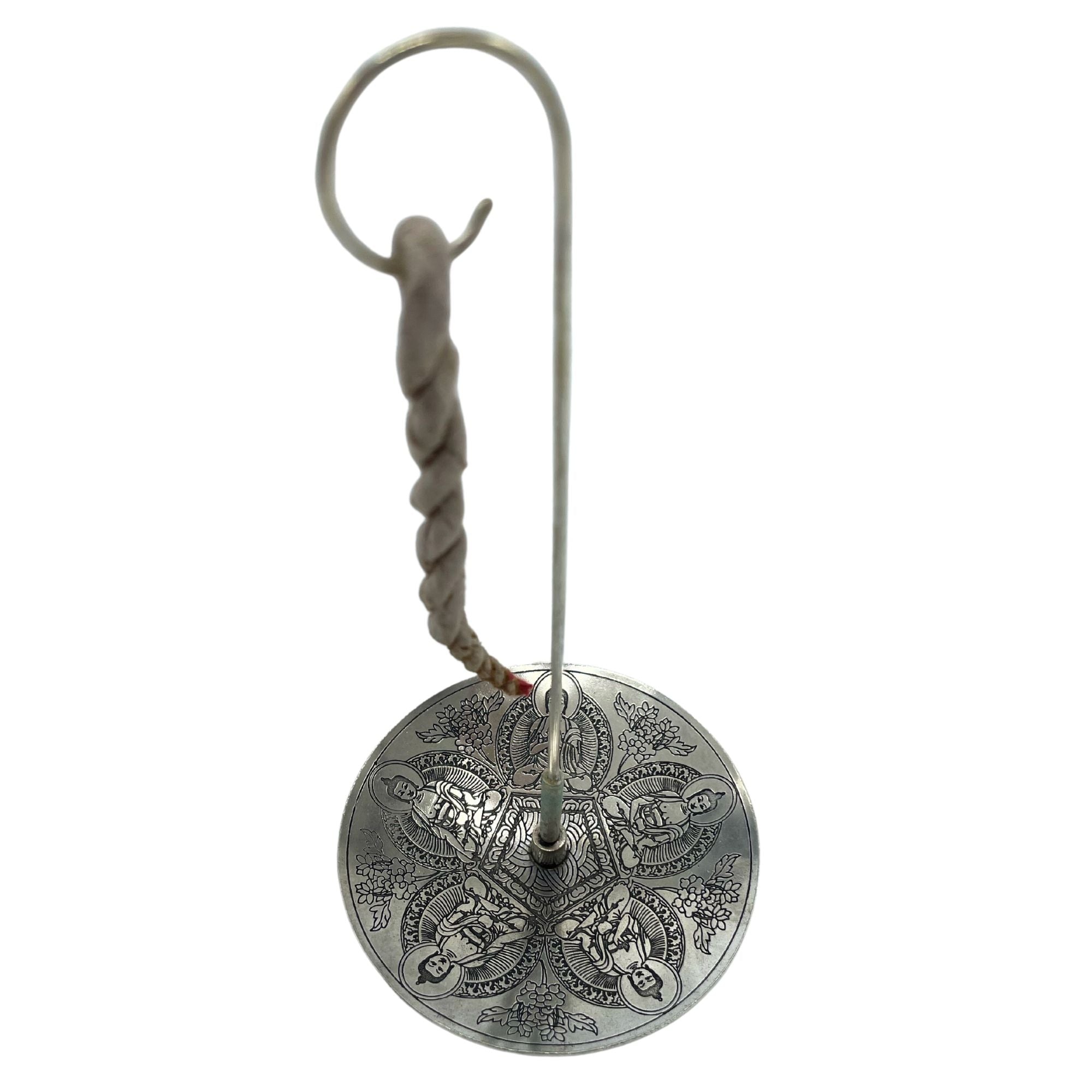 Rope Incense and Silver Plated Holder Set with Pancha Buddha Design