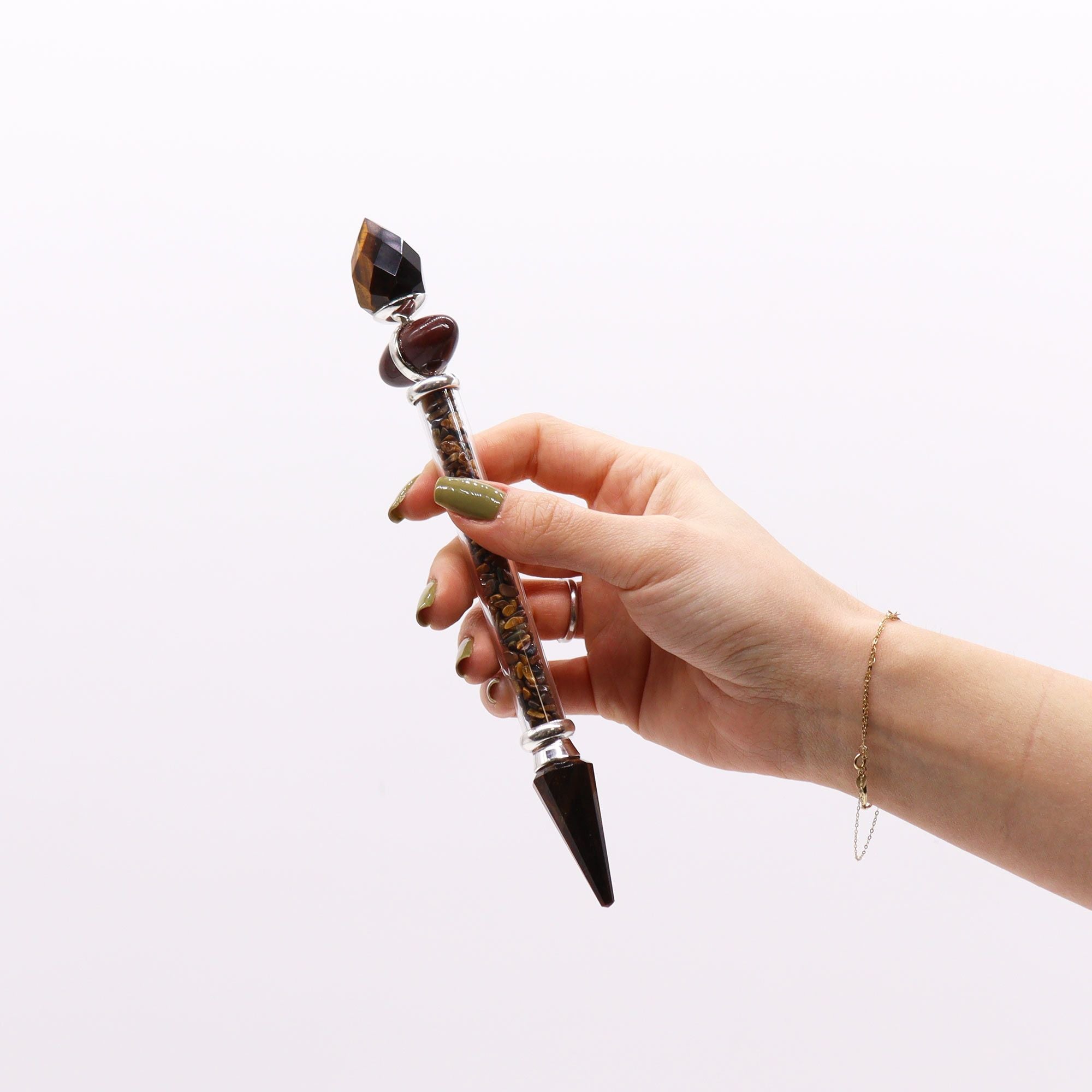 Shiva Lingam Magic Wand with Tiger Eye for Decorative Appeal