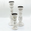 Classic Small Whitewash Candle Stand for Rustic Home Decor