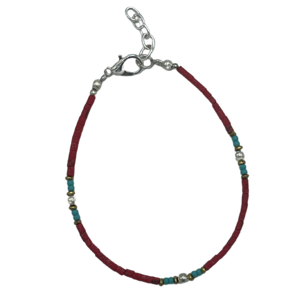 Nepalese Extra Fine Gem Bracelet with Coral Tribal Beads