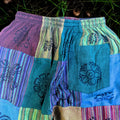 Nomad Sari Mushroom Pants with Block Print Design in Green Tones