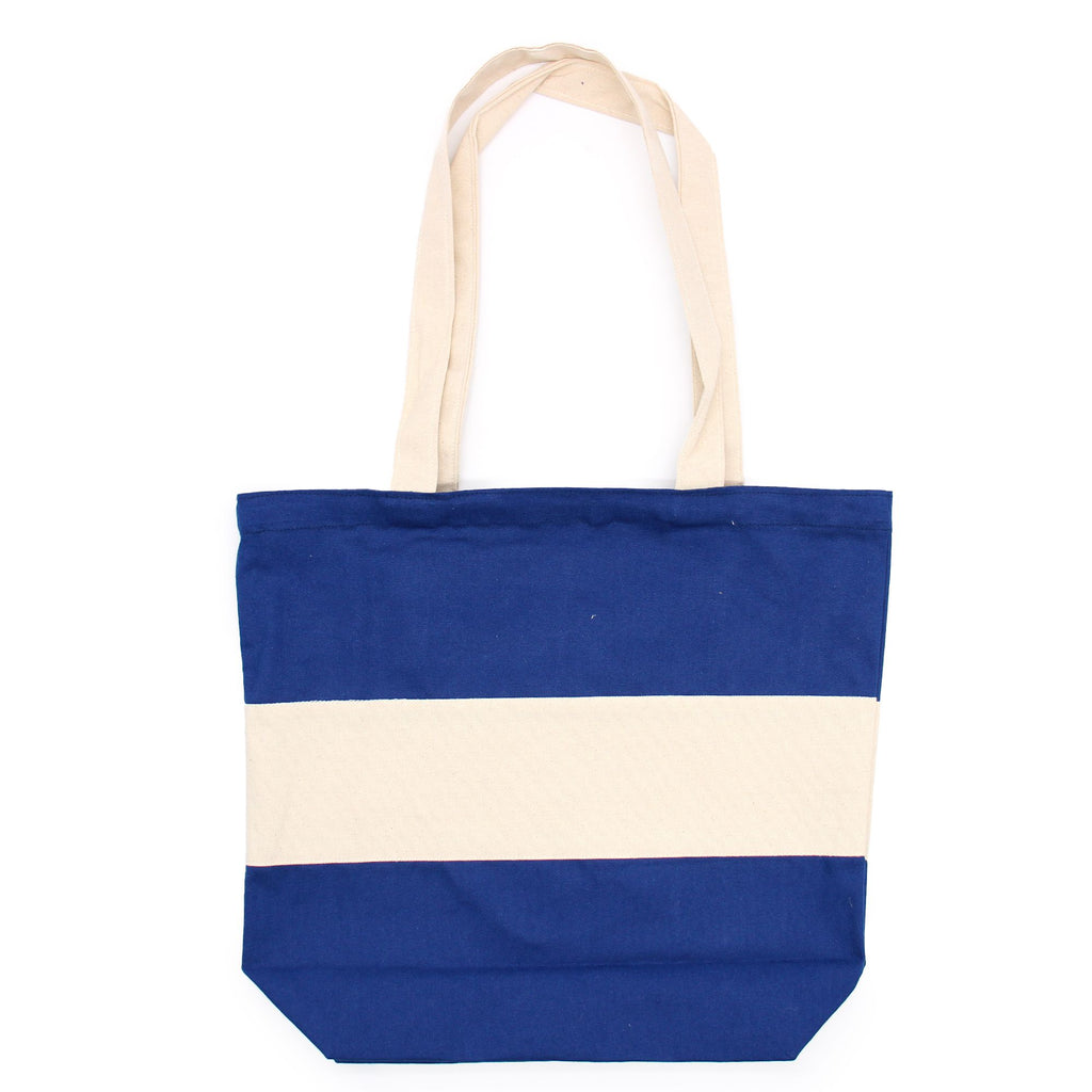 Cotton Tote Two Tone Bag in Blue and Natural Eco Shopper Bag