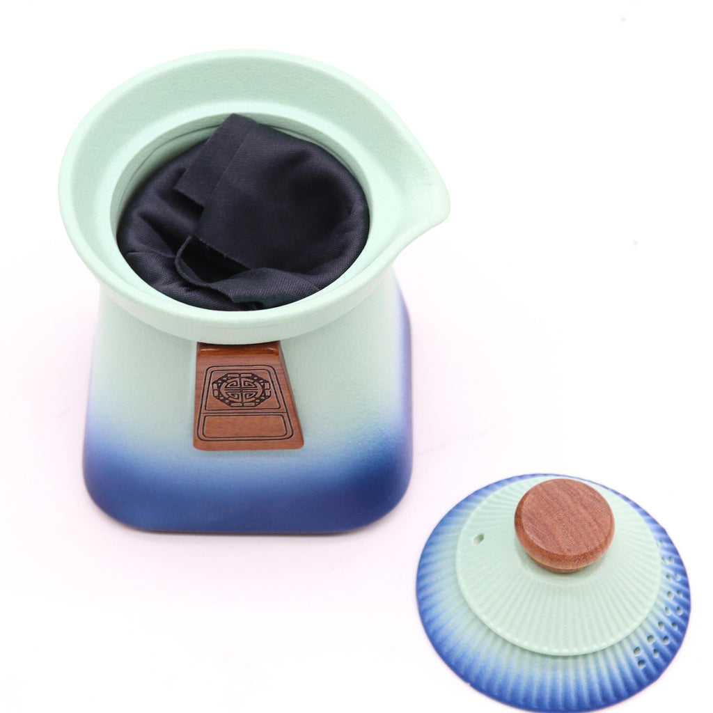 Temple Teapot Set with Three Cups in Blue Heaven for Tea Lovers