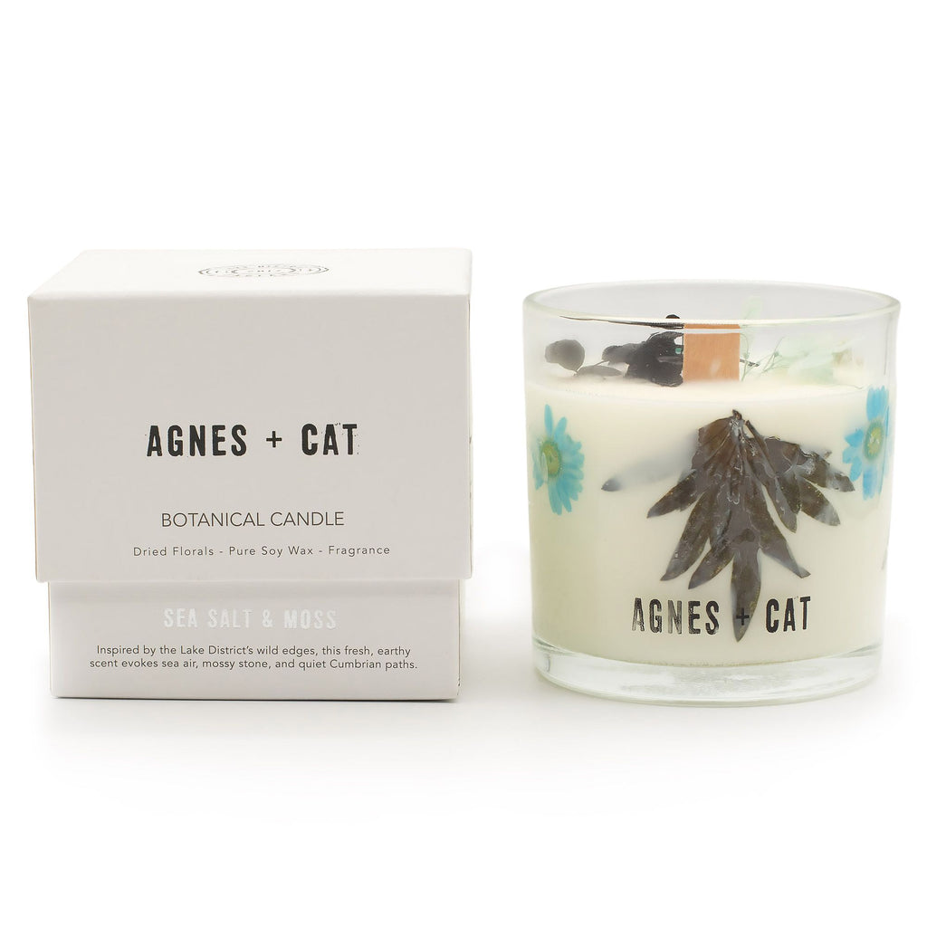 Soy Wax Candle Sea Salt and Moss with Wooden Wick for Relaxation