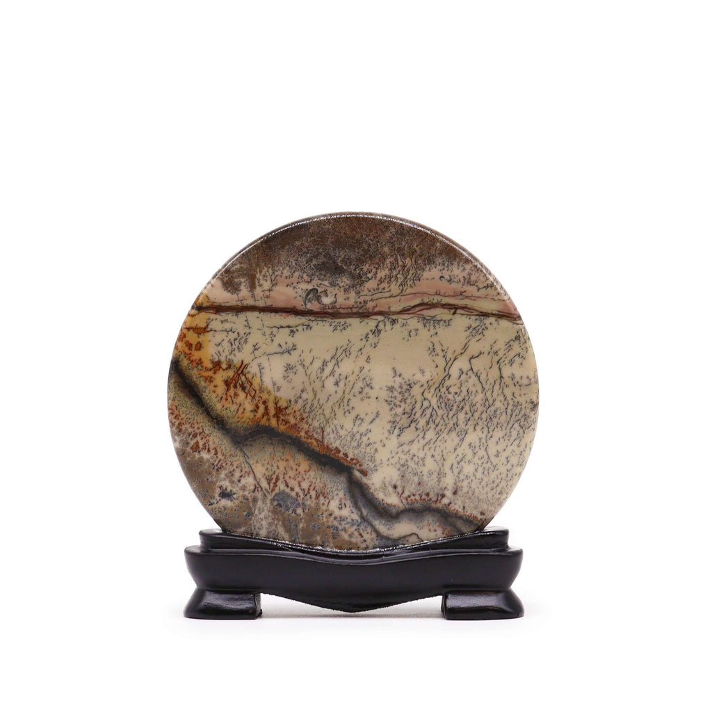Guohua Picture Stones Disc Unique Natural Decorative Stone 100mm