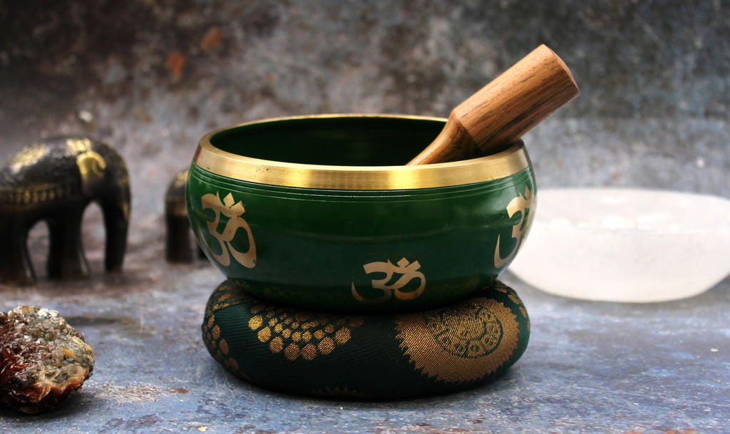 Large Green Tree of Life Singing Bowl Set for Home Decor 14cm