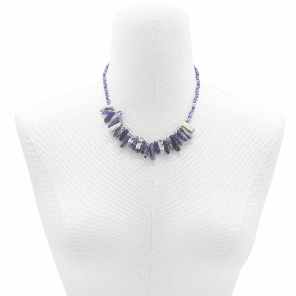Longstone Sodalite Gem Necklace with Deep Blue Elegance