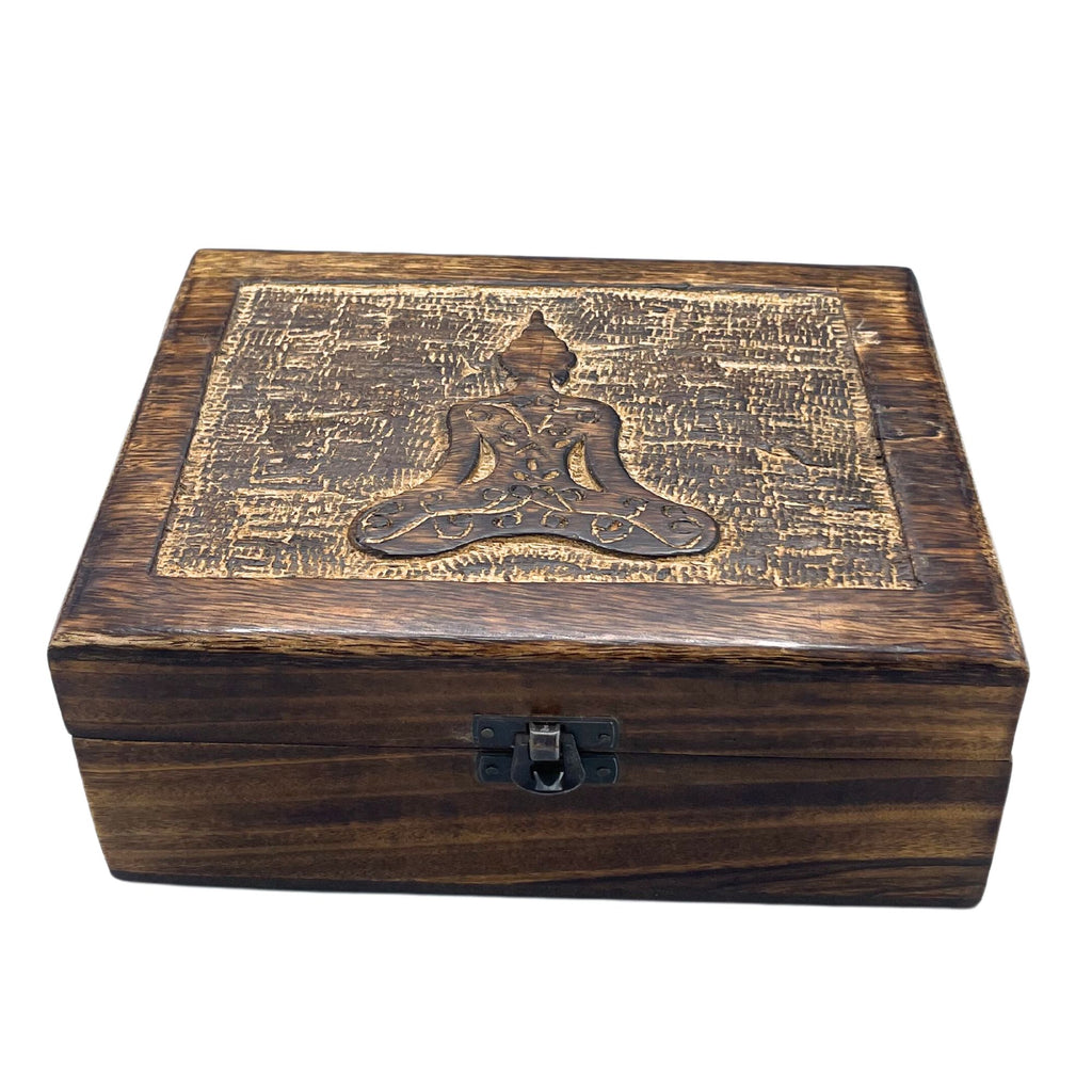 Large Wooden Keepsake Box with Buddha Design for Cherished Moments