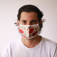 Reusable Poly-Cotton Face Mask with Filter Pocket – Oriental Poppies (Adult)