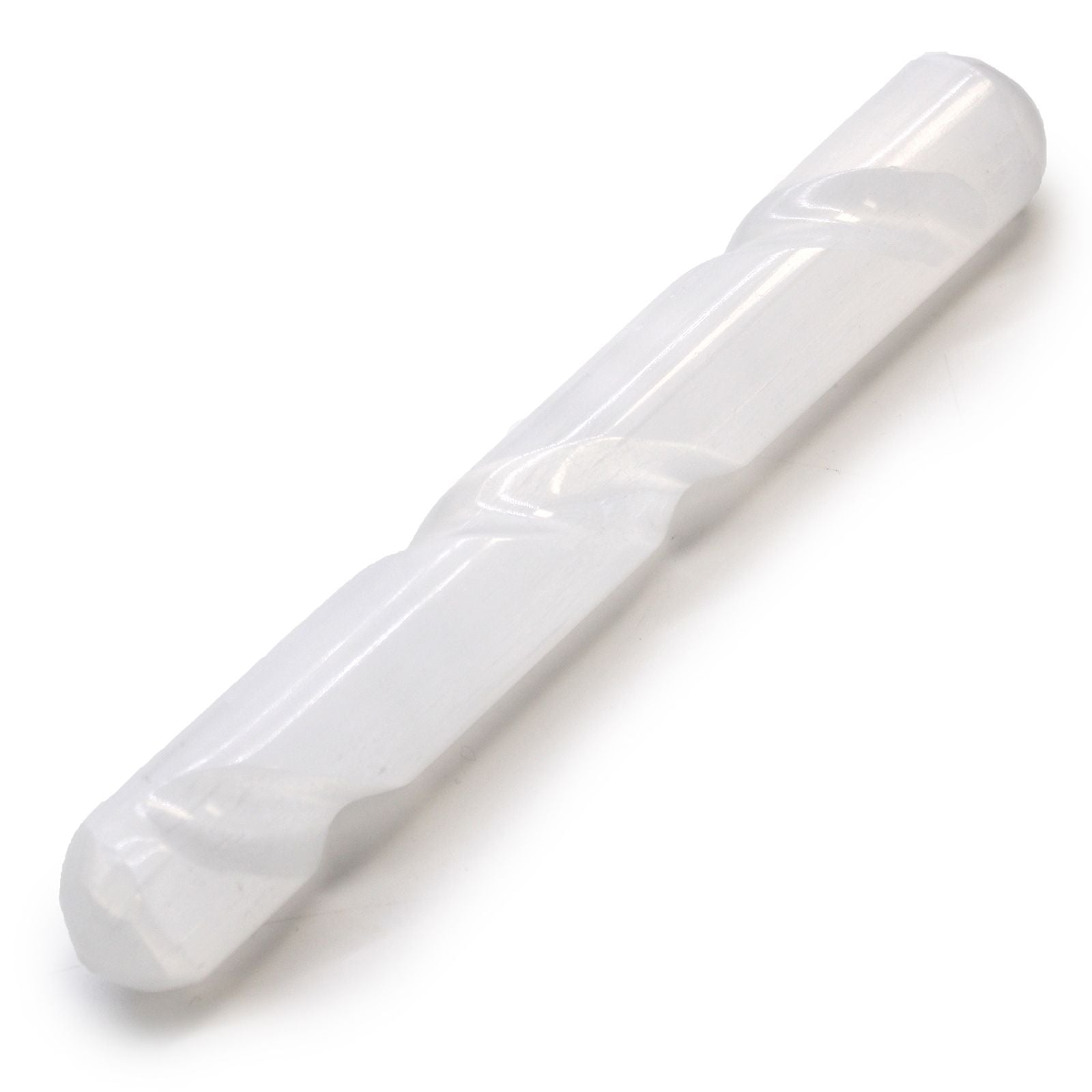 Selenite Spiral Wand 16 cm Round Both Ends for Decorative Display