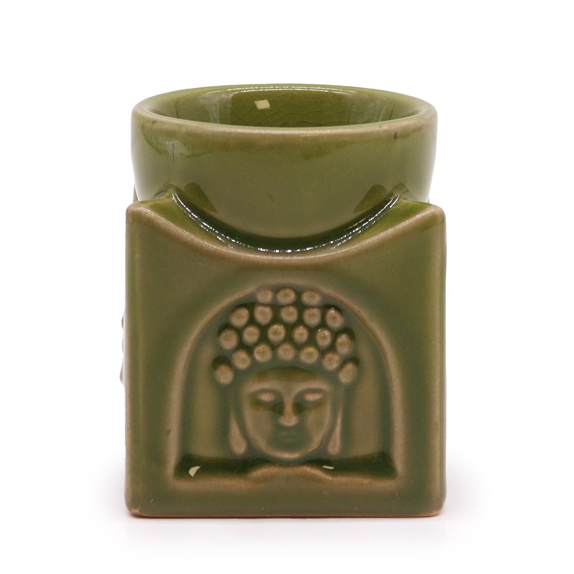 Square Buddha Burner in Light Jade for Aromatherapy Use