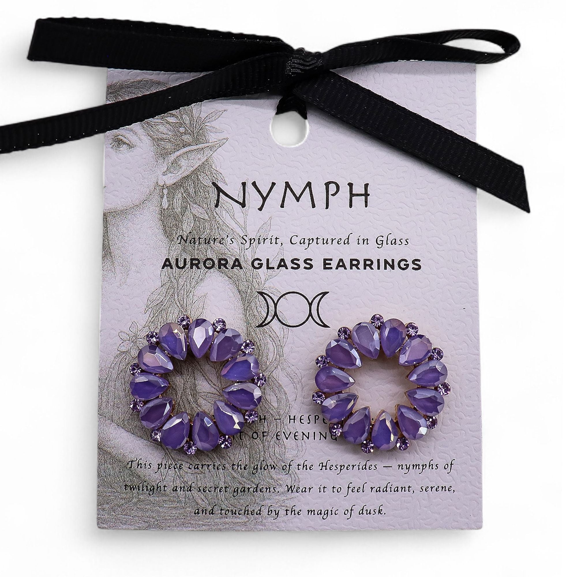 Lavender Vintage Glass Loop Earrings for Evening Wear Elegance