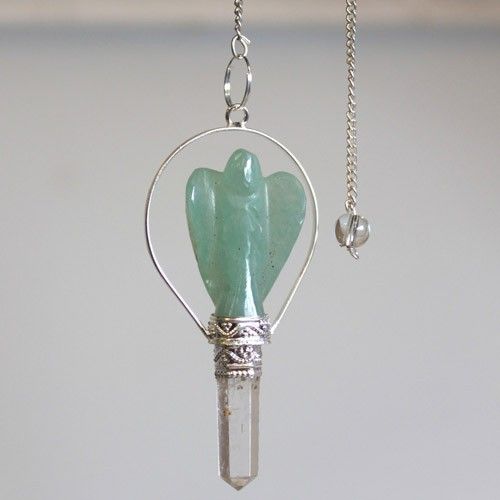 Angel Pendulum with Ring in Green Aventurine for Dowsing Use