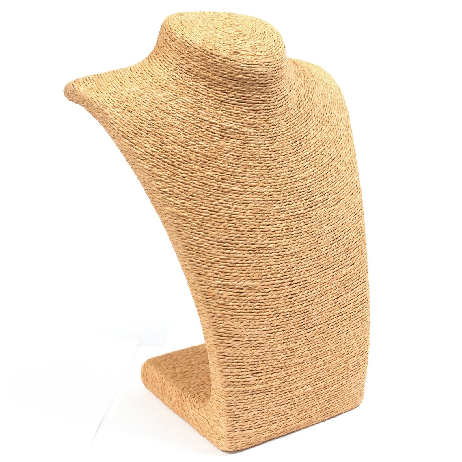 Med Necklace Display Stand in Coffee Natural Rattan Design