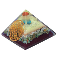 Large Organite Pyramid 80mm - Flower of Life symbol