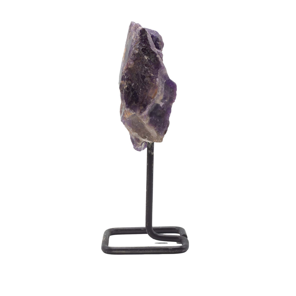 Amethyst Mineral Specimen on Metal Stand for Home Decor Display