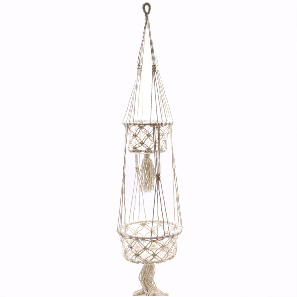 Macrame Pot Holder Double Holder for Stylish Home Plant Décor