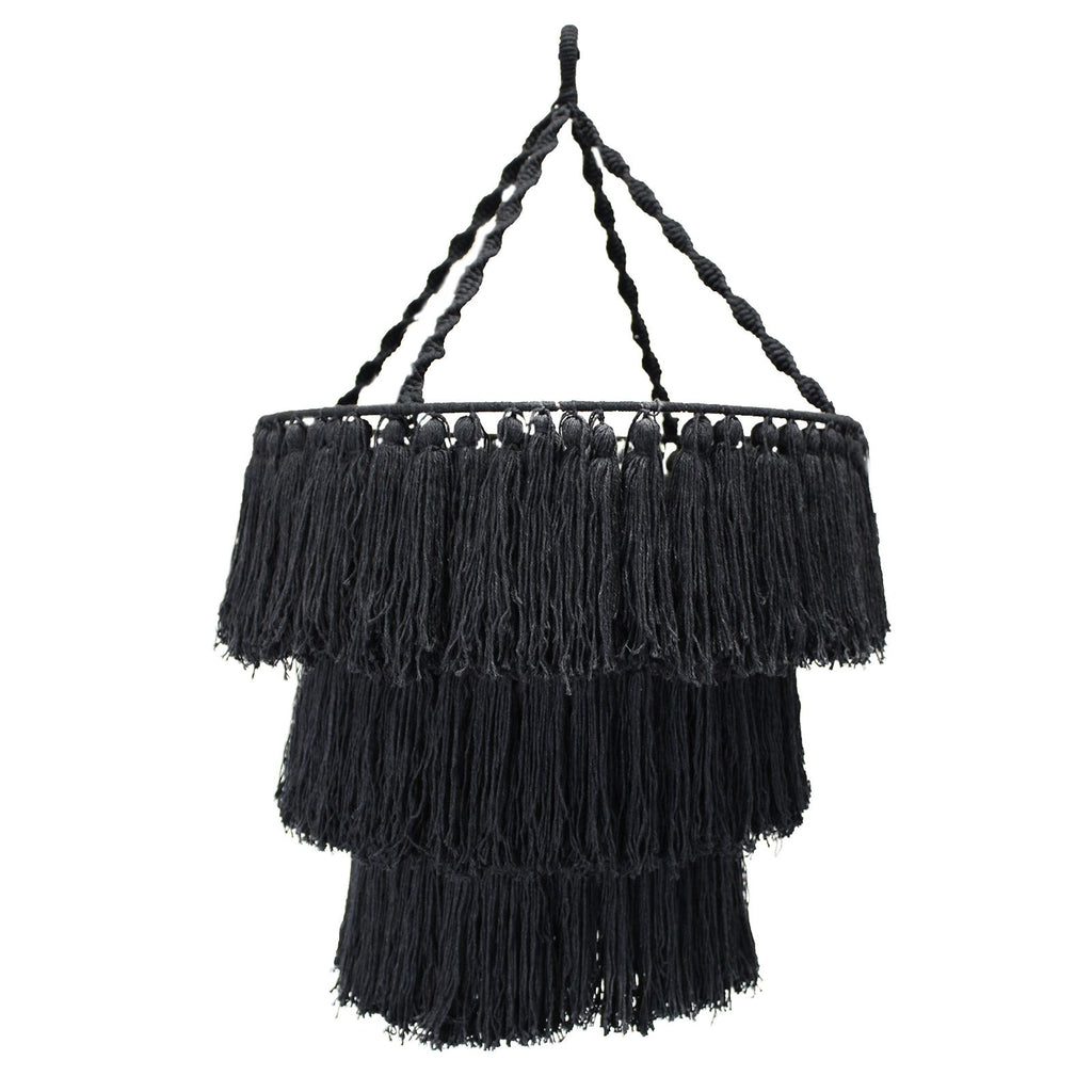 Elegant Black Macrame Soft Chandelier for Home Decor Enhancement