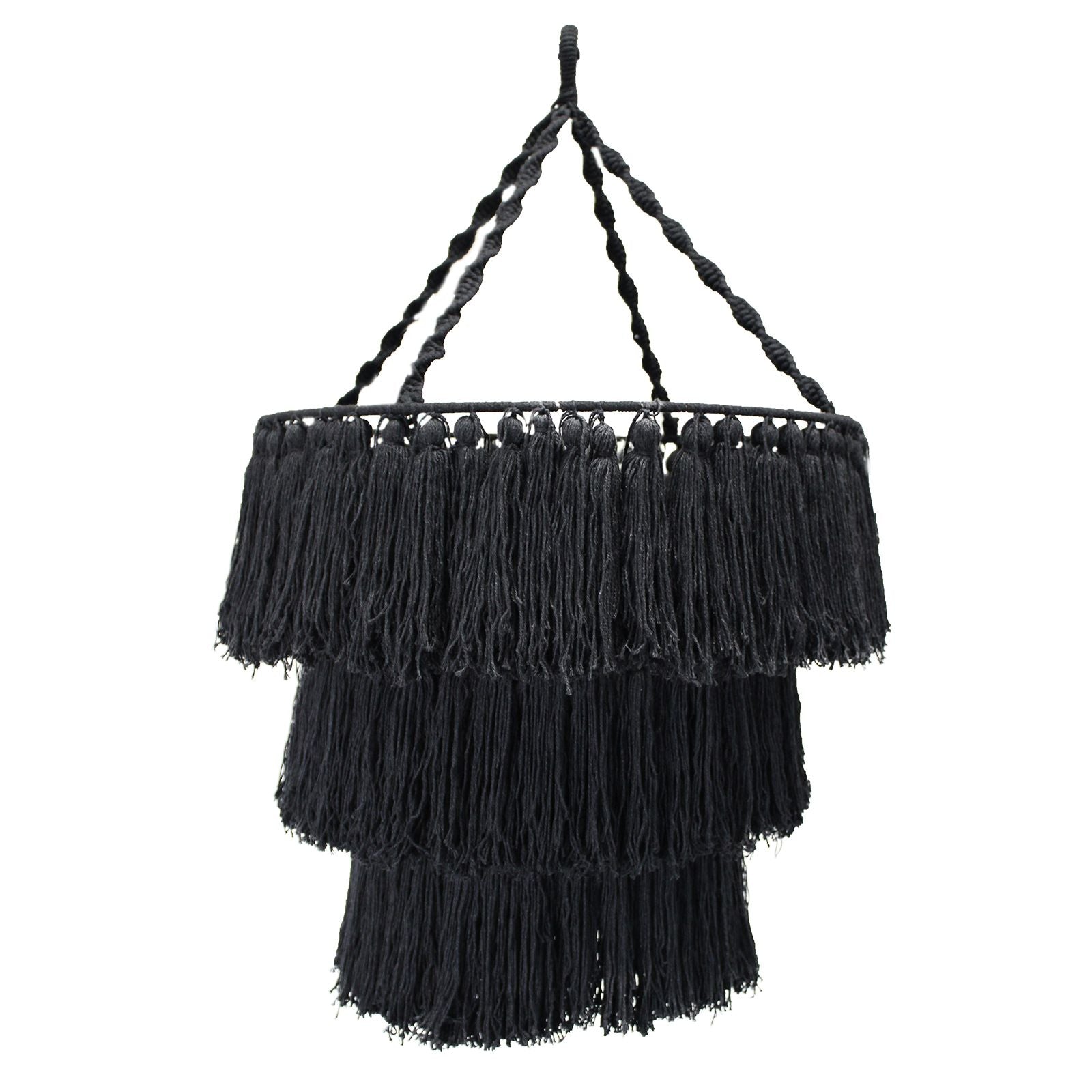 Elegant Black Macrame Soft Chandelier for Home Decor Enhancement