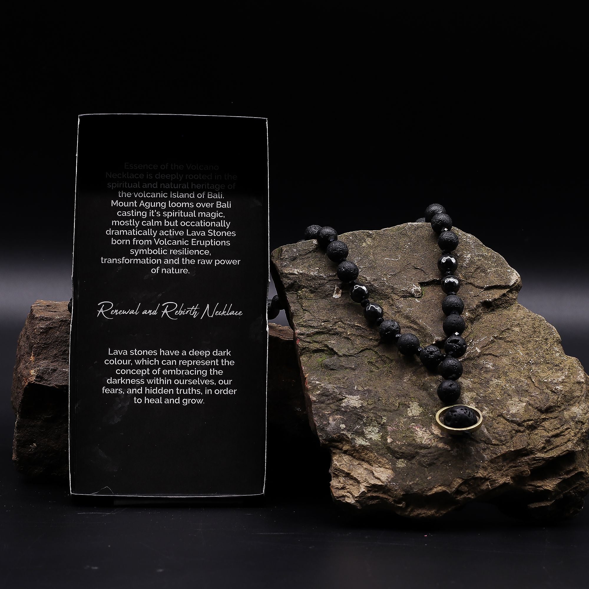 Essence of the Volcano Necklace with Black Lava Stones Gift