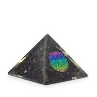 Small Organite Pyramid 5.5x4.5cm - Flower of Life - Black Tormaline Chips