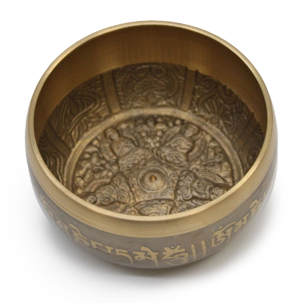 Five Buddha Singing Bowl with Traditional Buddhist Script Design