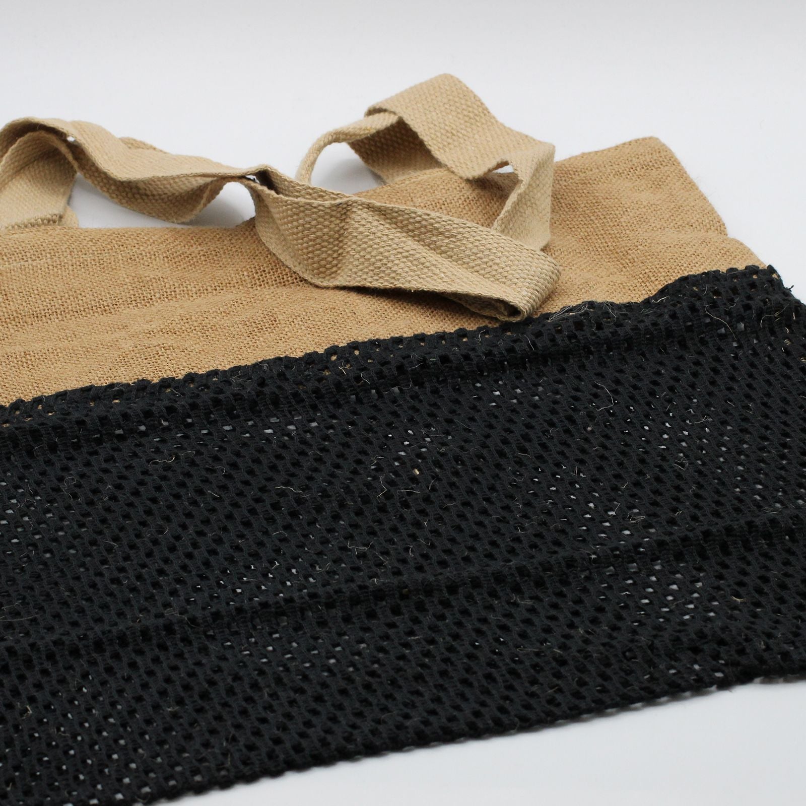 Pure Soft Jute and Cotton Mesh Bag in Black for Everyday Use