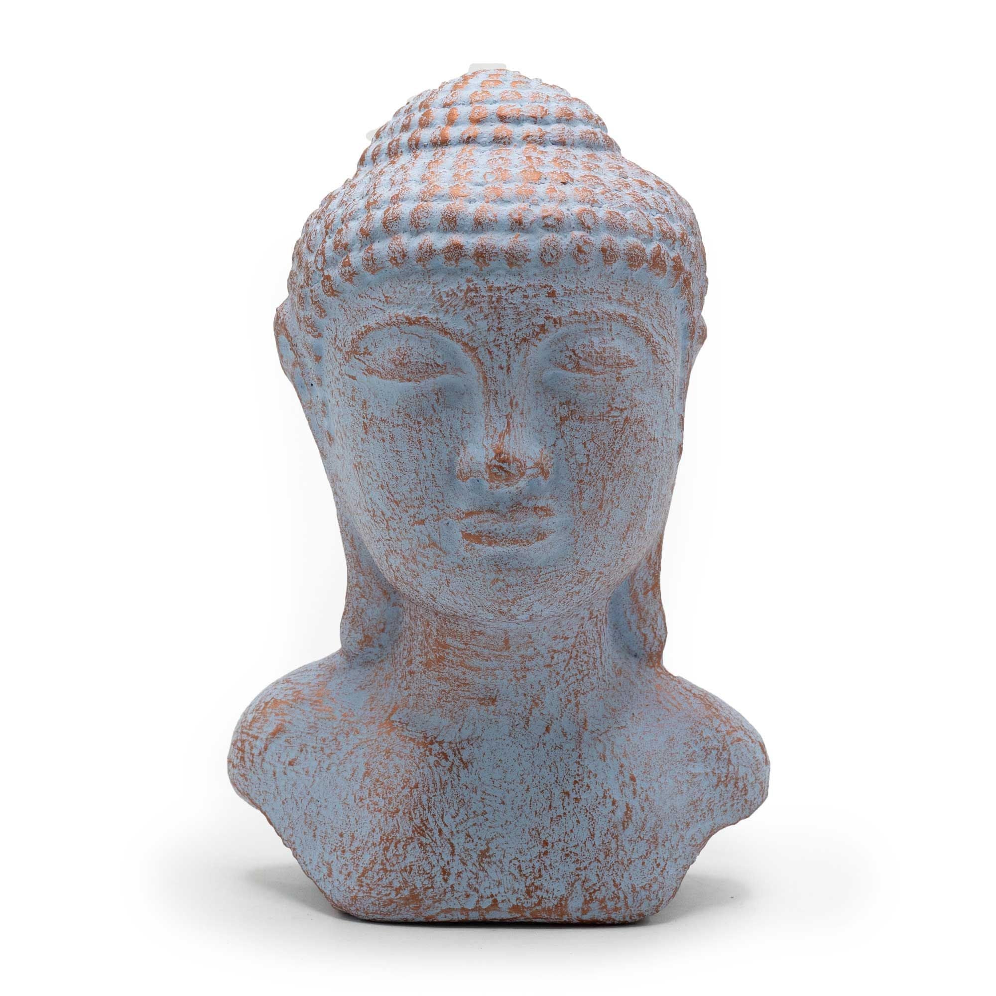 Tranquility Buddha Head Decorative Statue in Blue Copper Finish