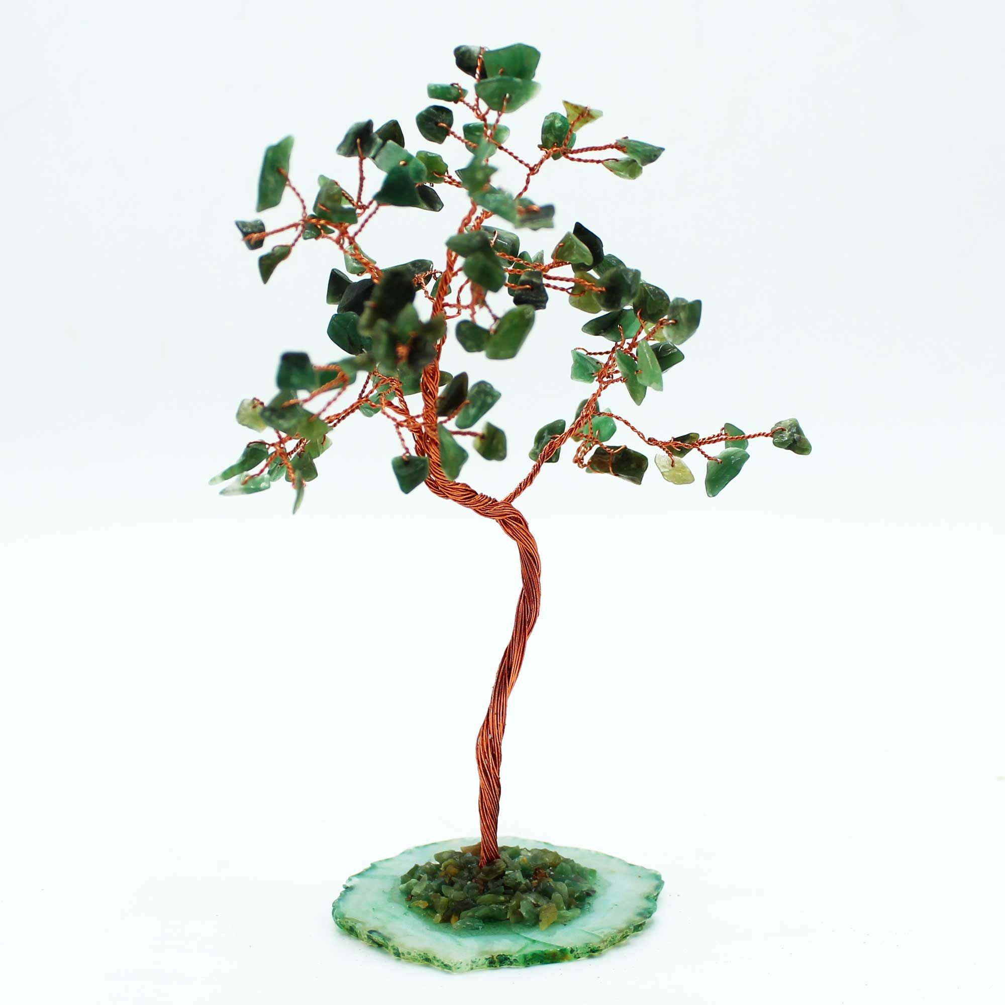 Large Gemstone Tree with Green Aventurine on Green Agate Base