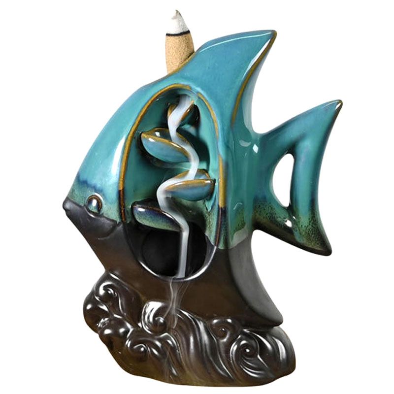 Backflow Incense Burner Tropical Fish for Relaxing Home Décor