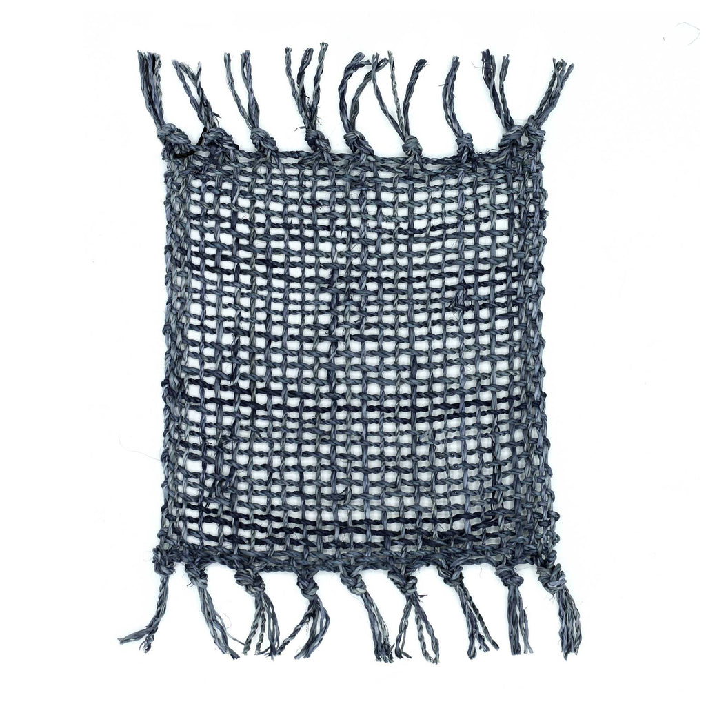 Set of 4 Charcoal Seagrass Fringe Natural Coasters for Your Home