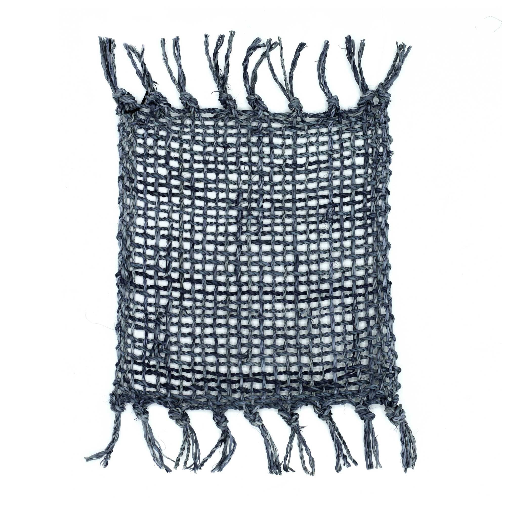 Set of 4 Charcoal Seagrass Fringe Natural Coasters for Your Home