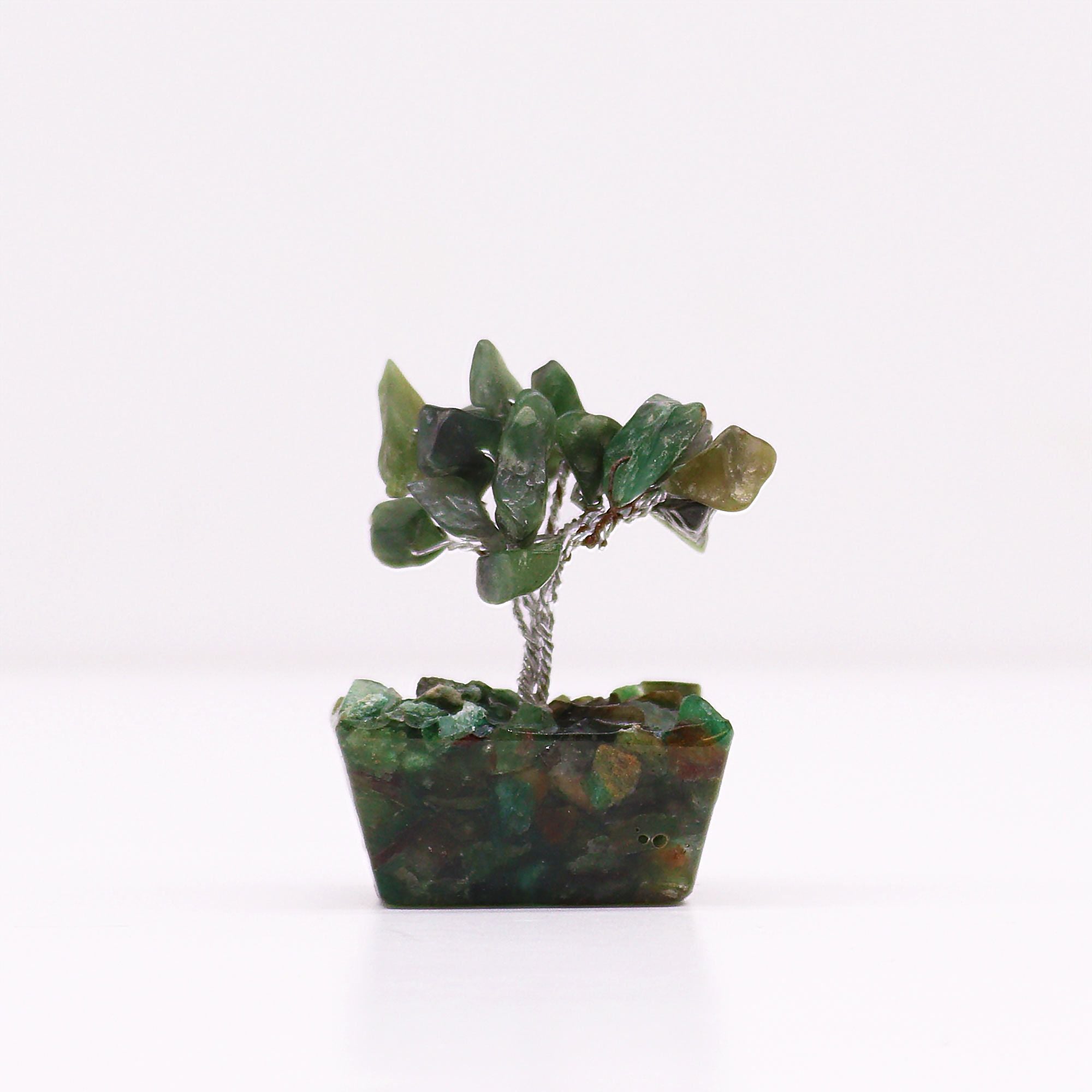 Mini Gemstone Tree on Orgonite Base with 15 Green Aventurine Stones