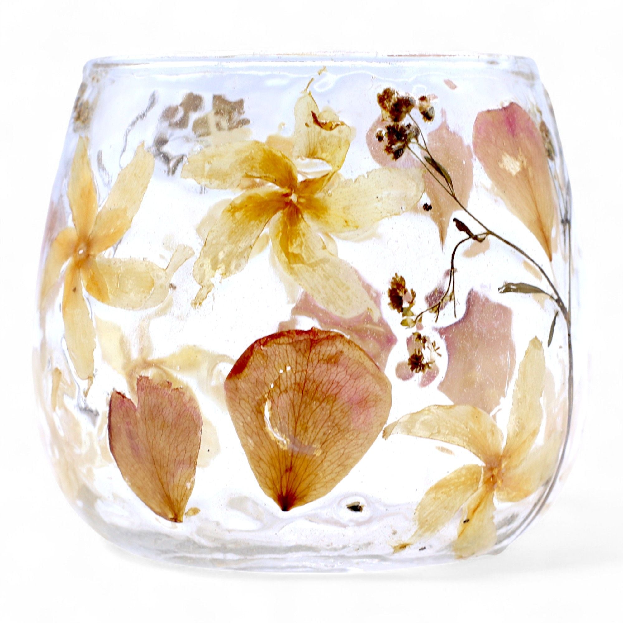 Natural Floral Glass Candle Holder Rosa for Home Decor Elegance