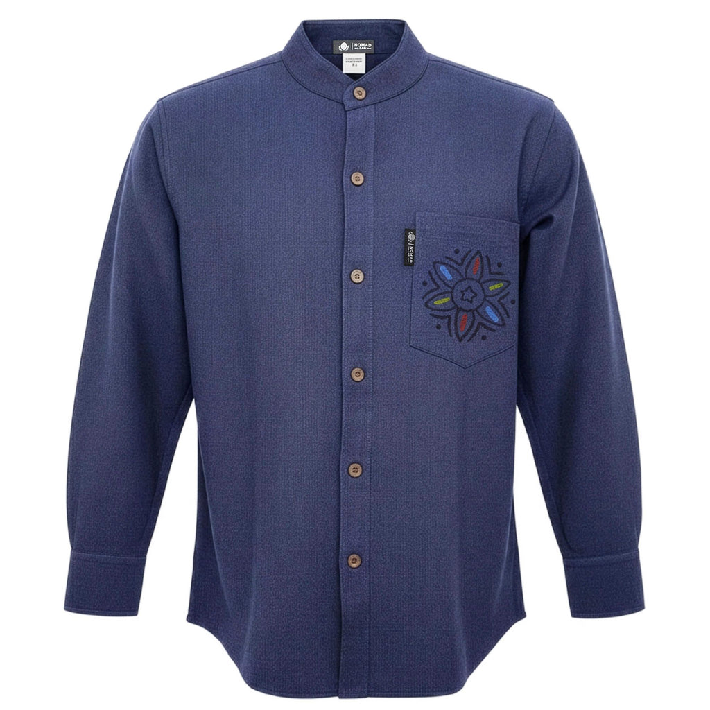 Nomad Sari Kathmandu Shirt in Indigo with Artisan Details XXL