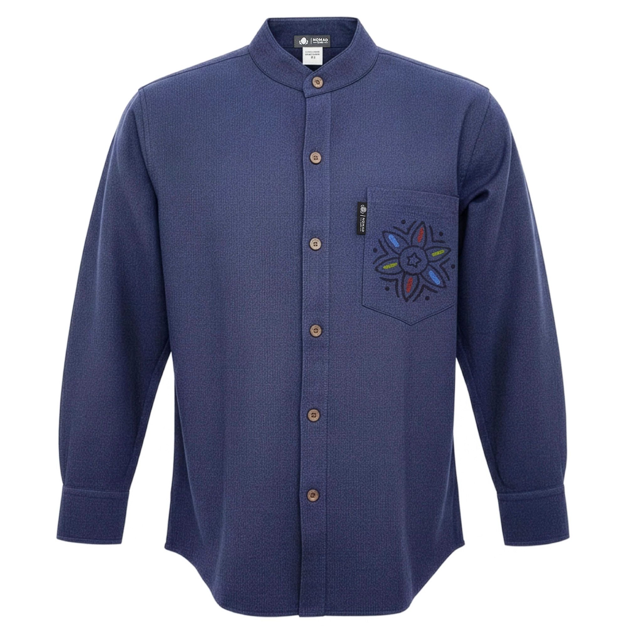 Nomad Sari Kathmandu Shirt in Indigo with Artisan Details XXL