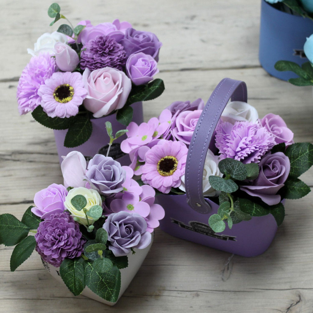 Bouquet Petite Basket Soft Lavender Soap Flower Arrangement Gift