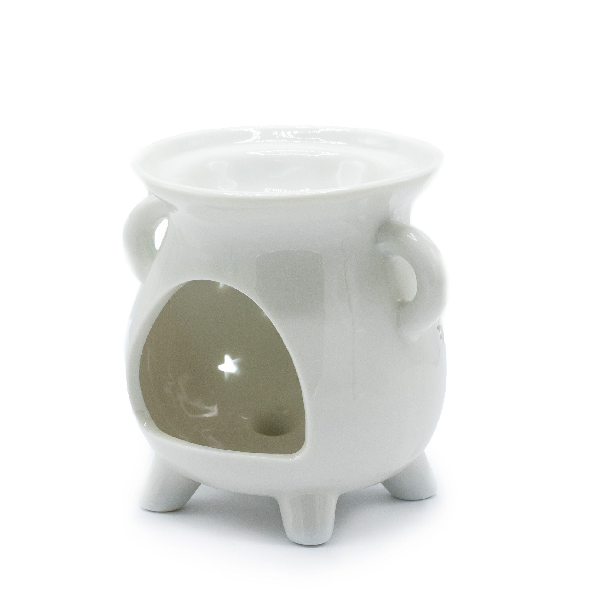Moon Phase White Cauldron Oil Burner for Aromatic Home Fragrance