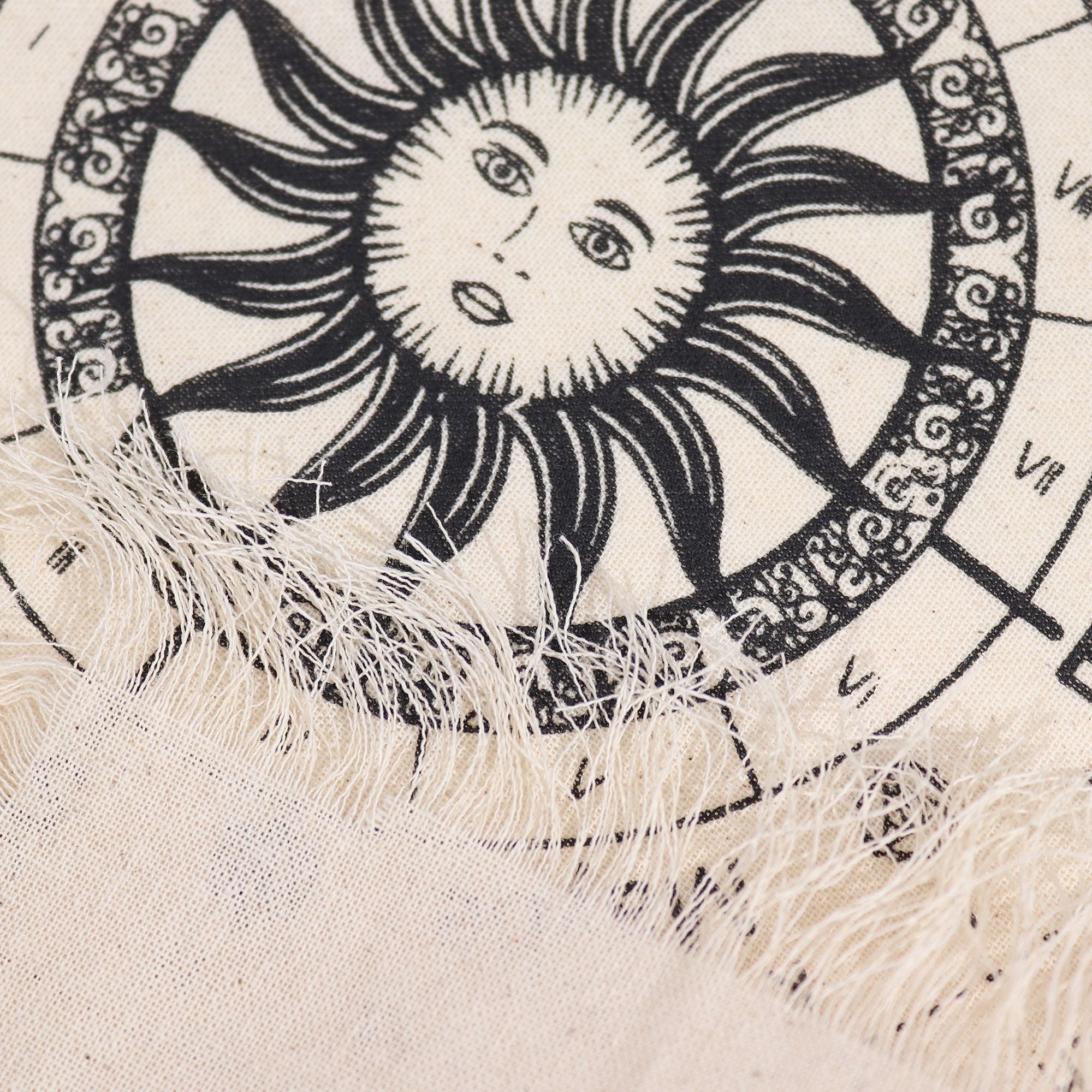 Ancient Witch Pendulum Divination Cloth with Sun Face Design