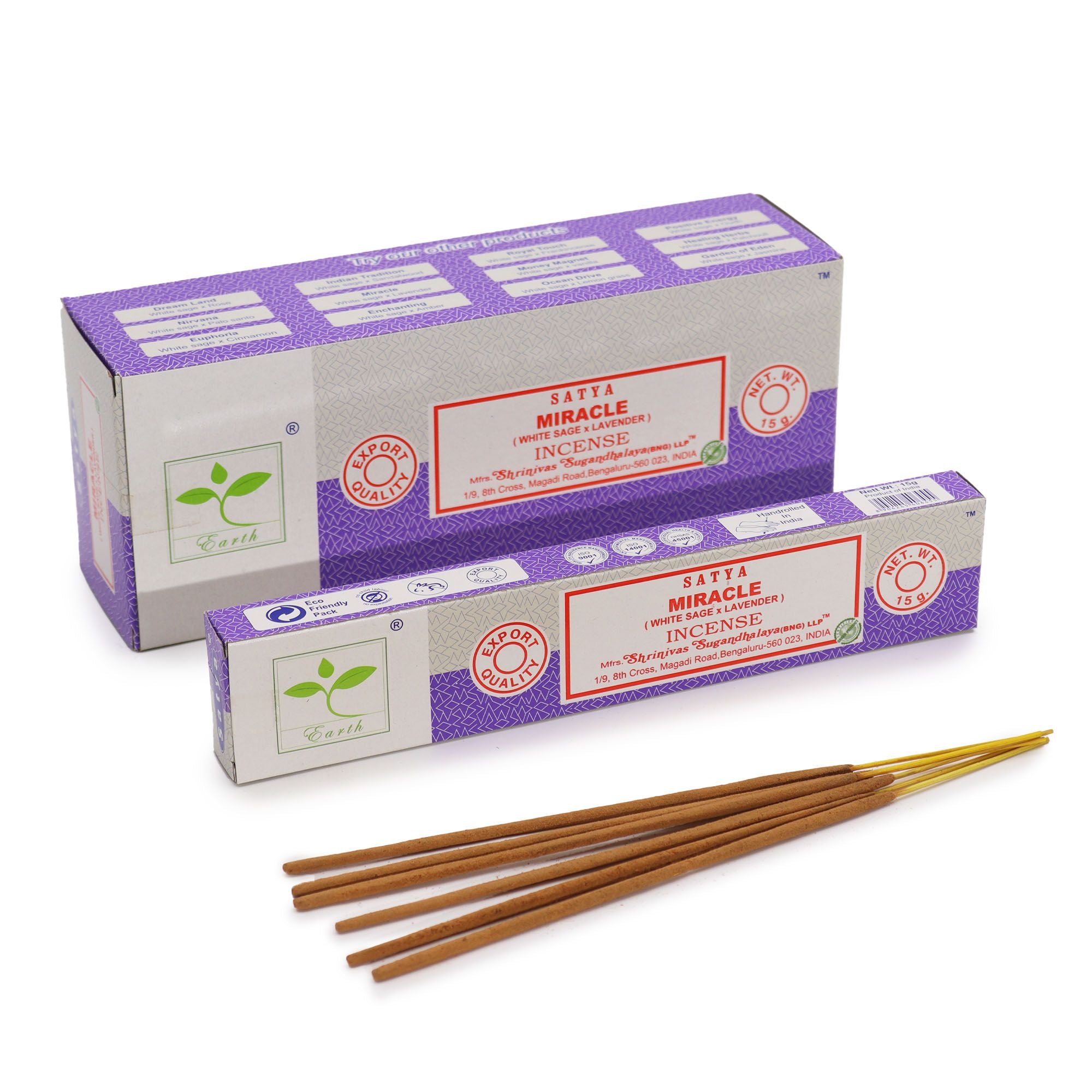 Satya Incense 15gm Miracle White Sage and Lavender Sticks Pack