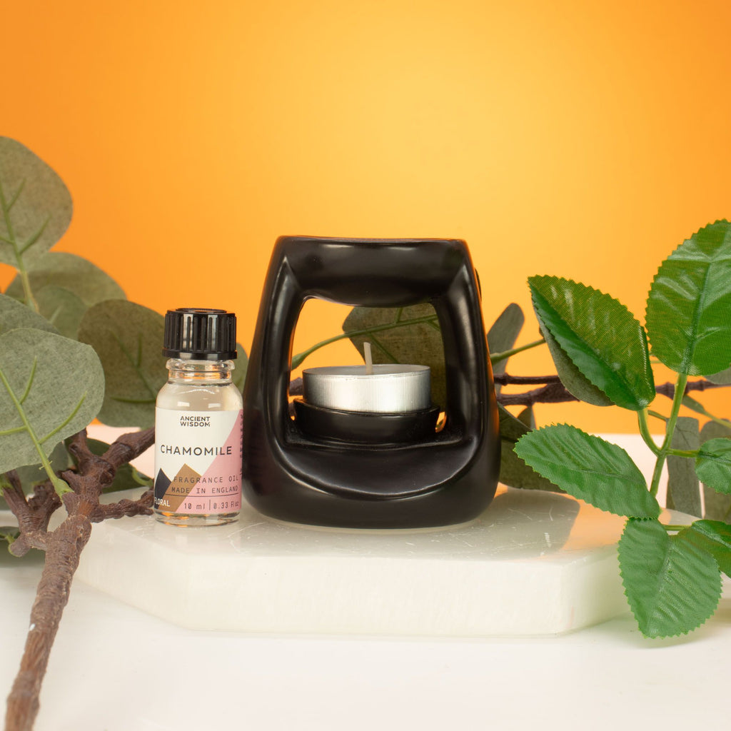 Ceramic Zen Oil Burner Small Classic in Matt Black Finish