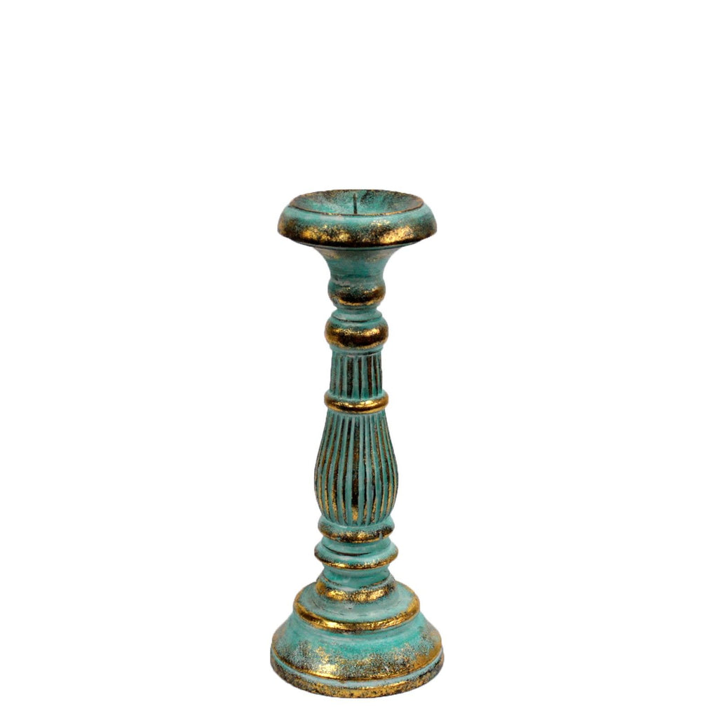 Small Turquois Gold Candle Stand for Vintage Home Decor Display