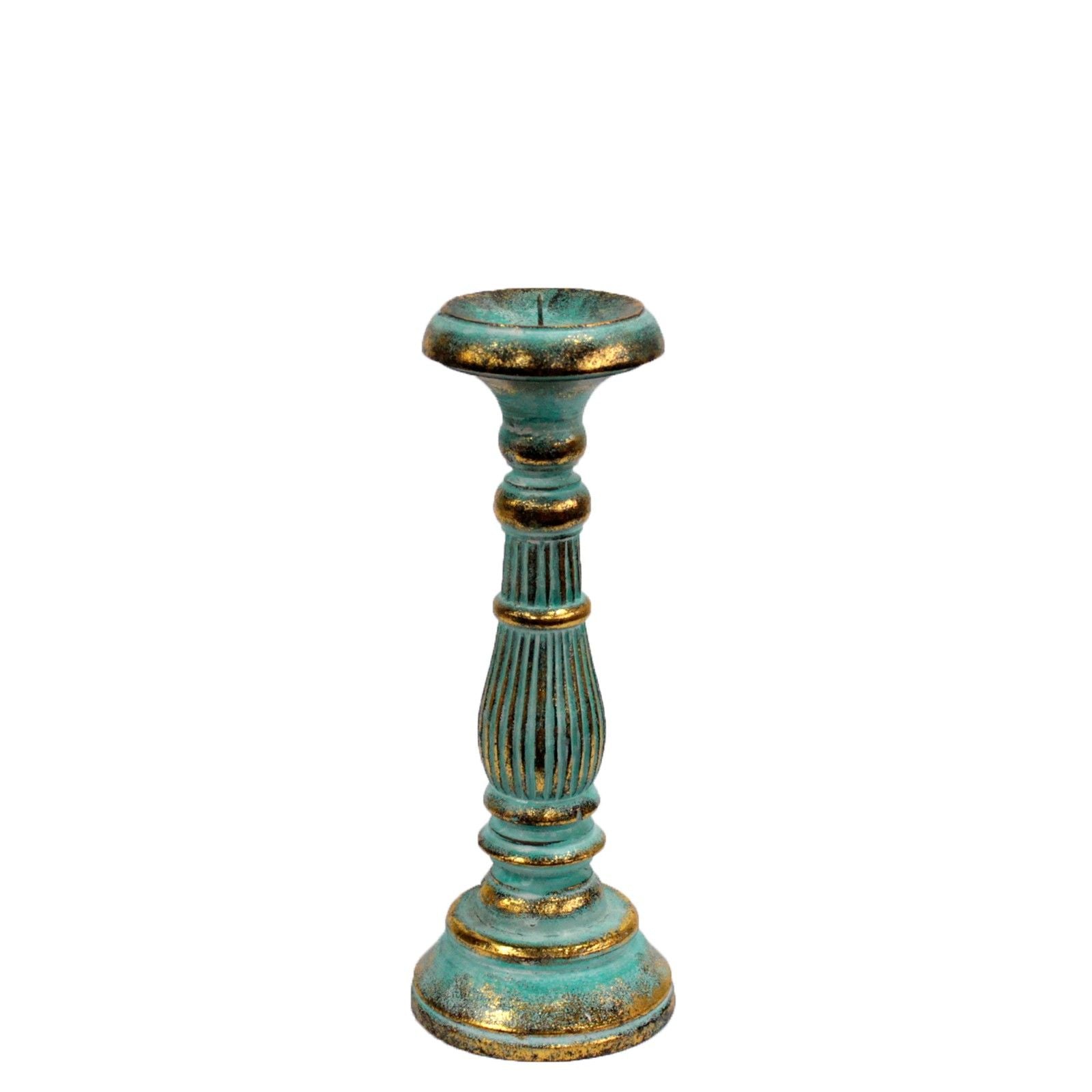 Small Turquois Gold Candle Stand for Vintage Home Decor Display