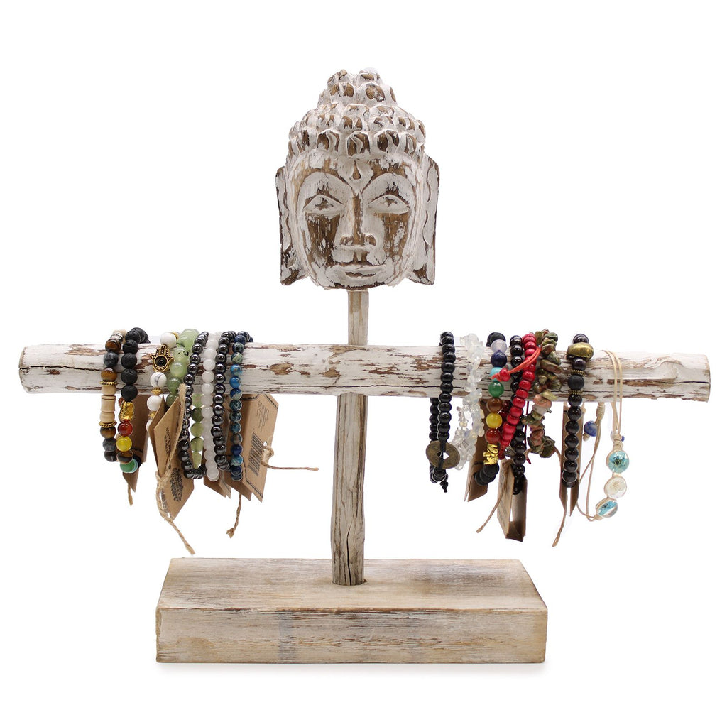 Single Branch Jewellery Stand with Buddha Elegant Whitewash Design