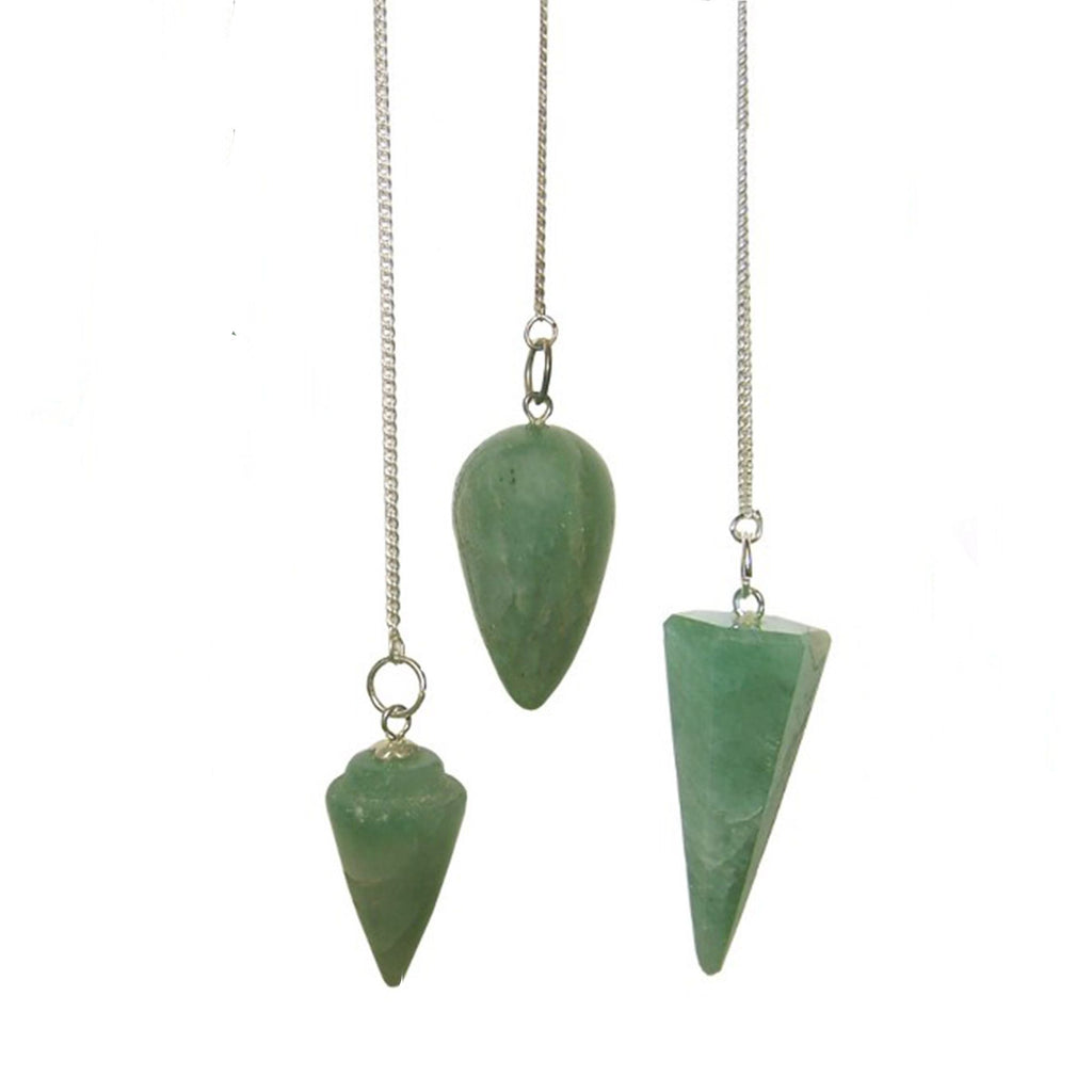 Magic Pendulum with Green Aventurine Gemstone and Silver Chain