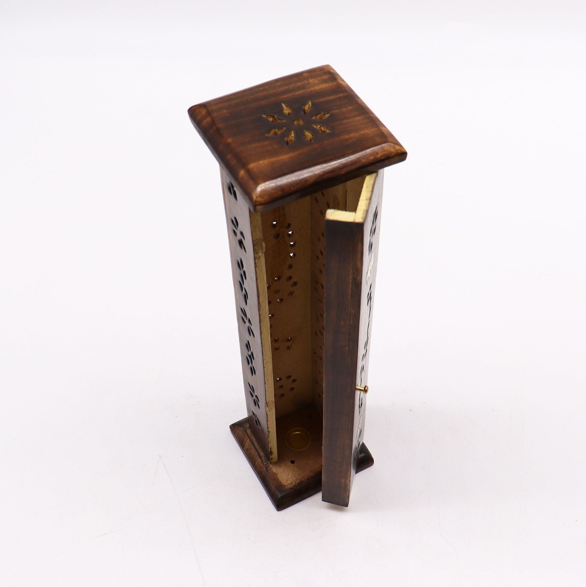 Square Incense Tower with Brass Inlay for Home Decor Enhancement